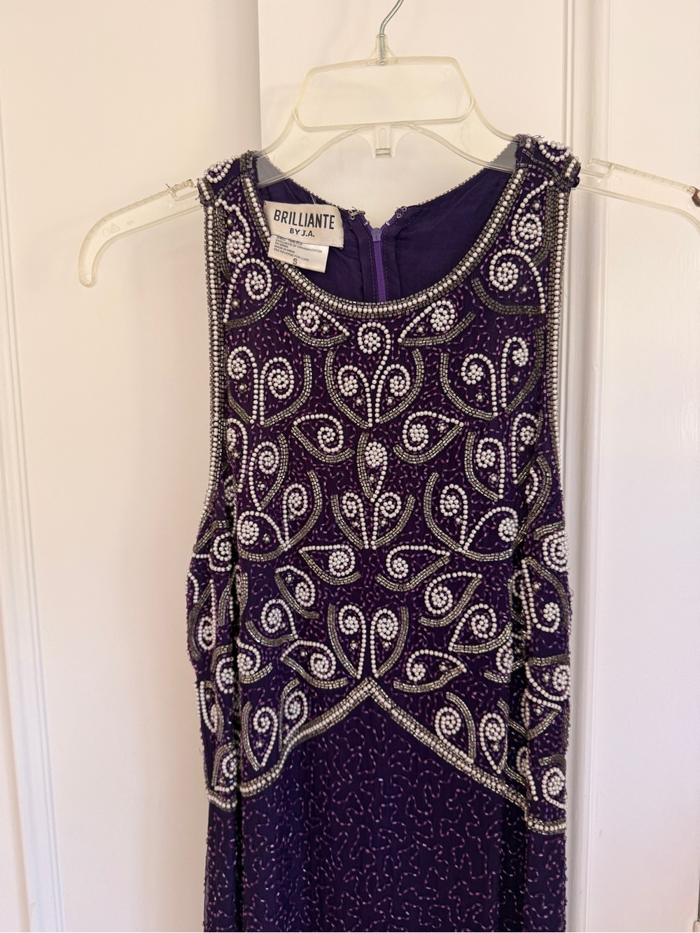 BRILLIANTE by J.A. Beaded Purple Prom Dress